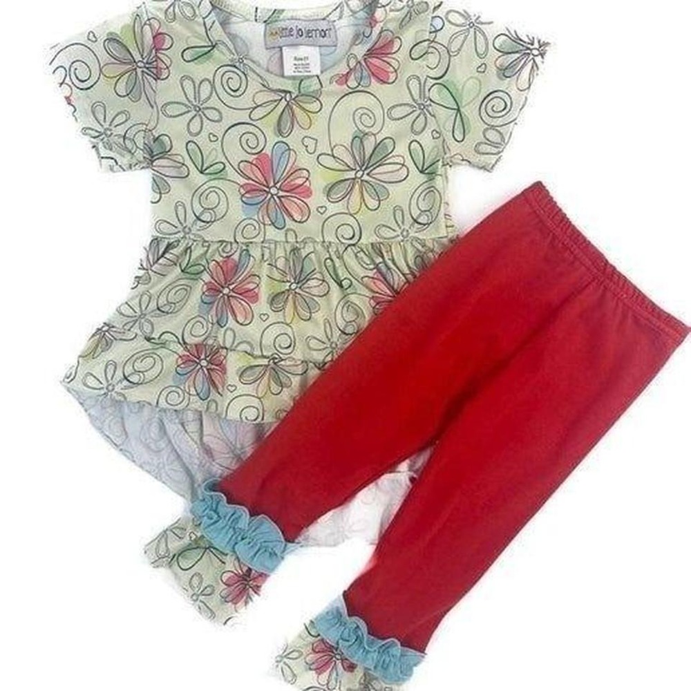 Butterfly Swirl Ruffled Tunic Girl's Outfit 4T